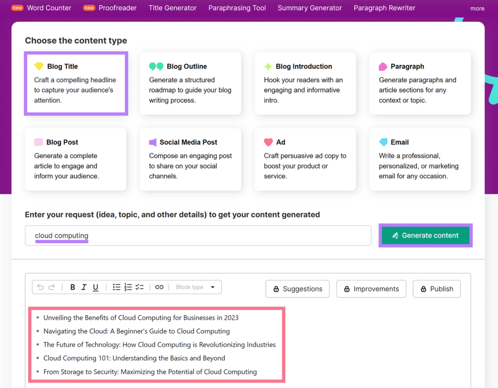 Semrush Free AI Text Generator
