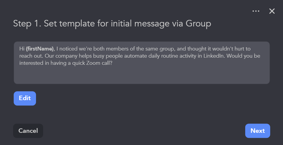 initial message / LinkedIn