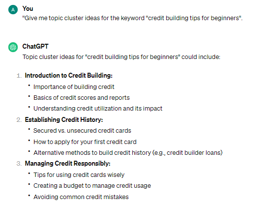 ChatGPT keyword clustering