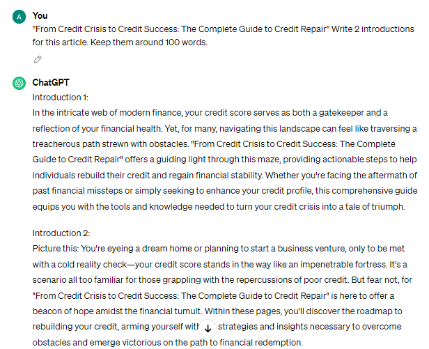 ChatGPT article introduction examples