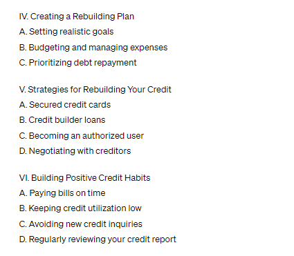 ChatGPT content outline example
