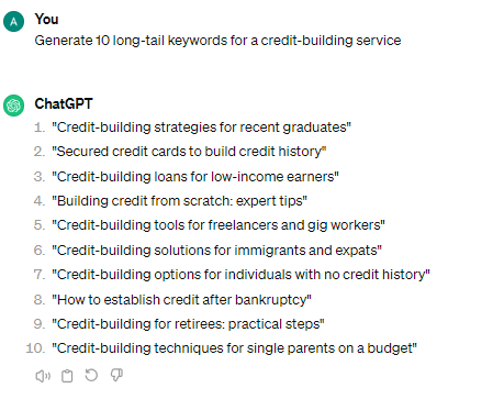 ChatGPT for keyword research