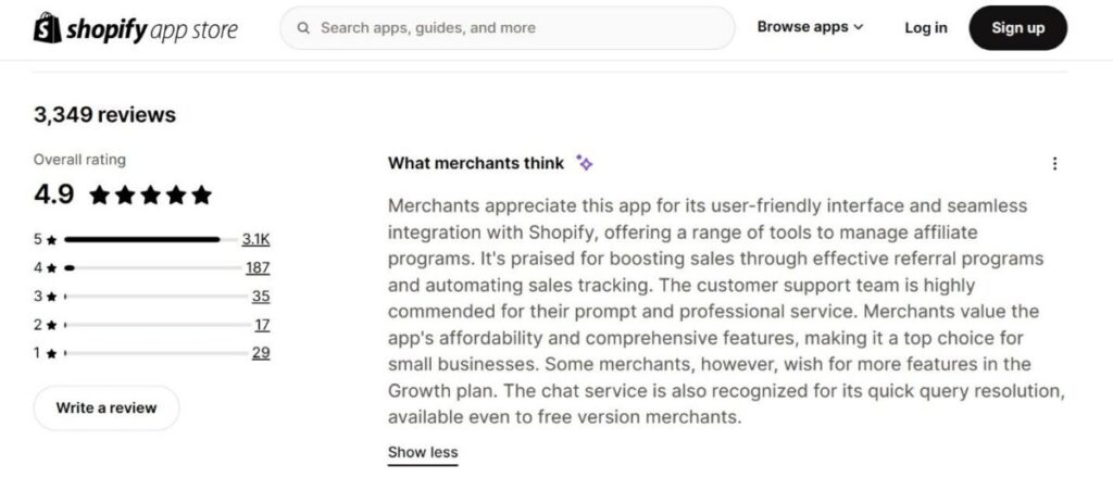 UpPromote Shopify rating