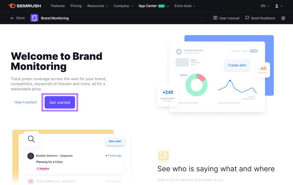 “Get started” button