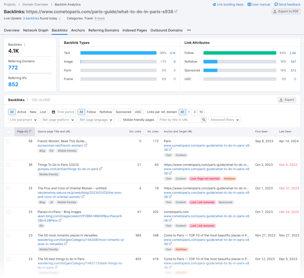 domains that link to the competing page