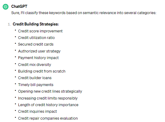 ChatGPT for keyword grouping
