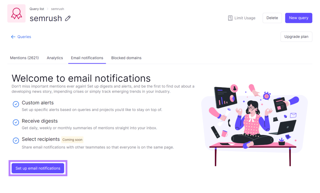 Set up email notifications