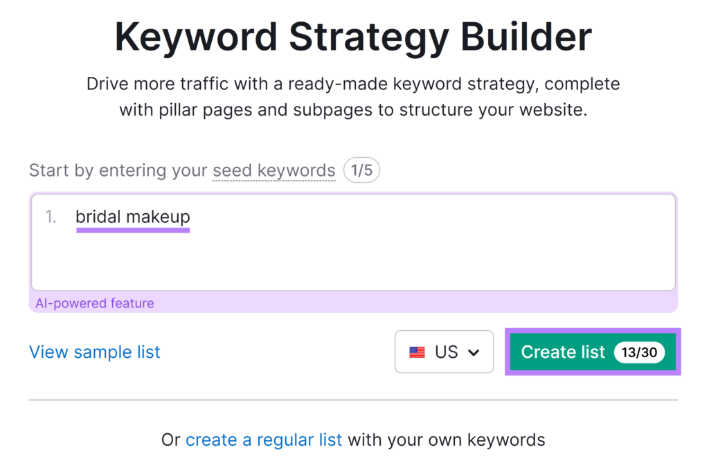 Semrush Keyword Strategy Builder