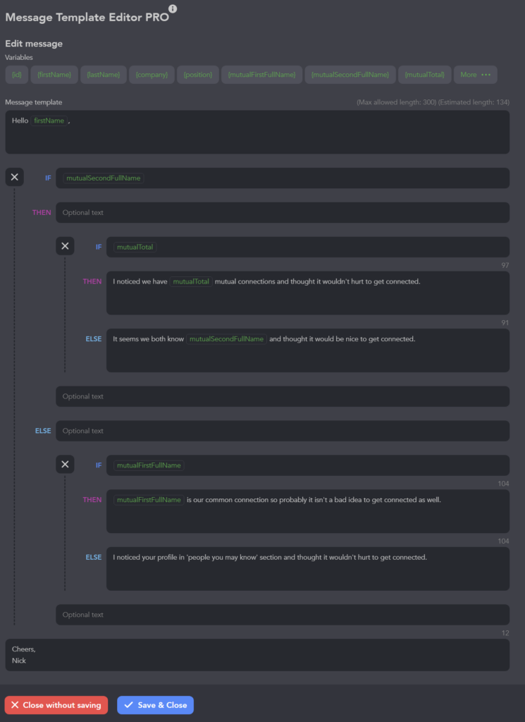 message templates